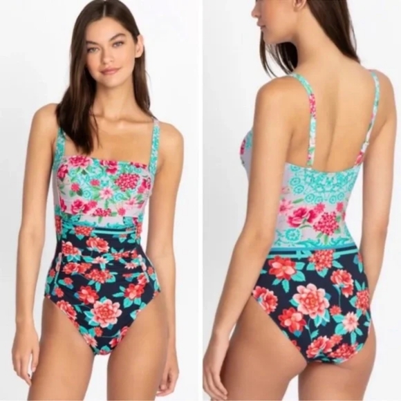 Johnny Was Japer Ruched One Piece Swimsuit - Picture 3 of 16